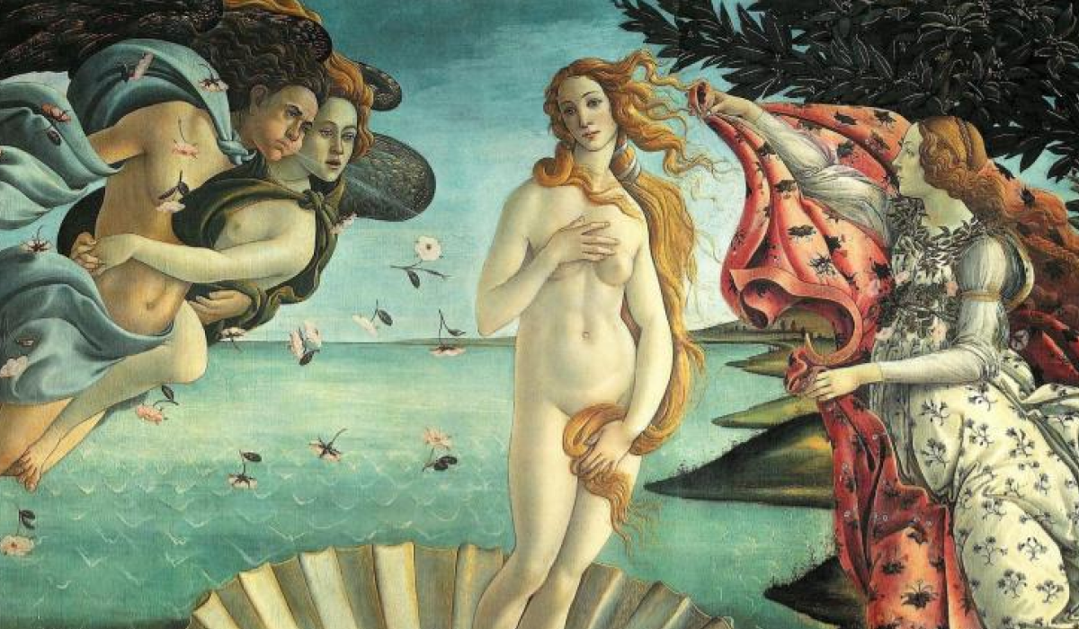 Painting of woman in shell 